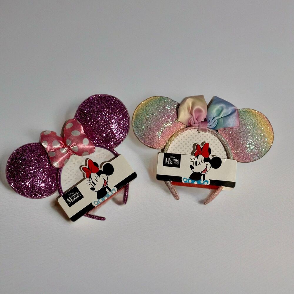 Disney Minnie Mouse Glitter Ear Headbands Bundle of 2 – New With Tags